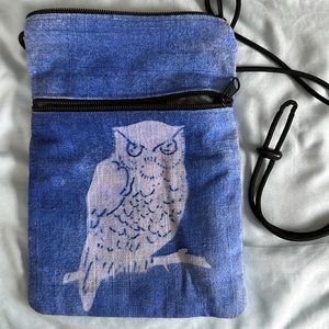 Handmade and printed purse bought at a craft fair,